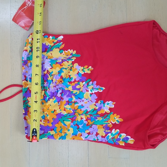 Vintage Floral Red Swim Suit Tie Halter NWT - Picture 9 of 10
